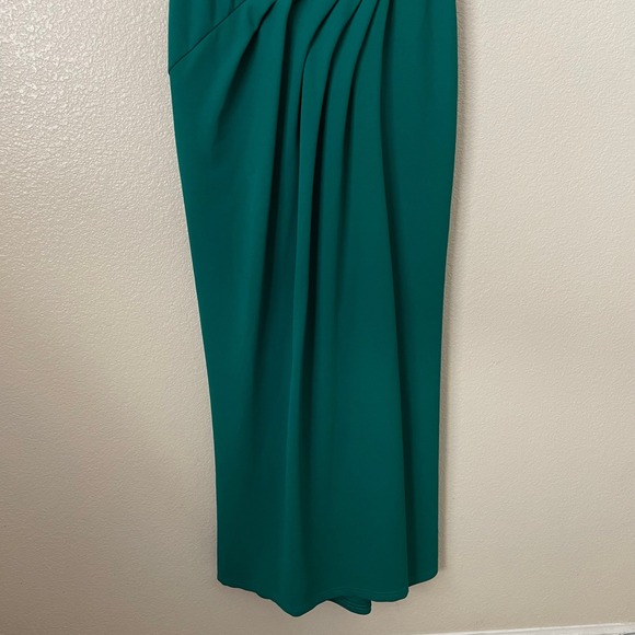 Tadashi Shoji Dress Womens Size 6 Green Sequin Lace Draped Maxi Gown Formal - Picture 5 of 12